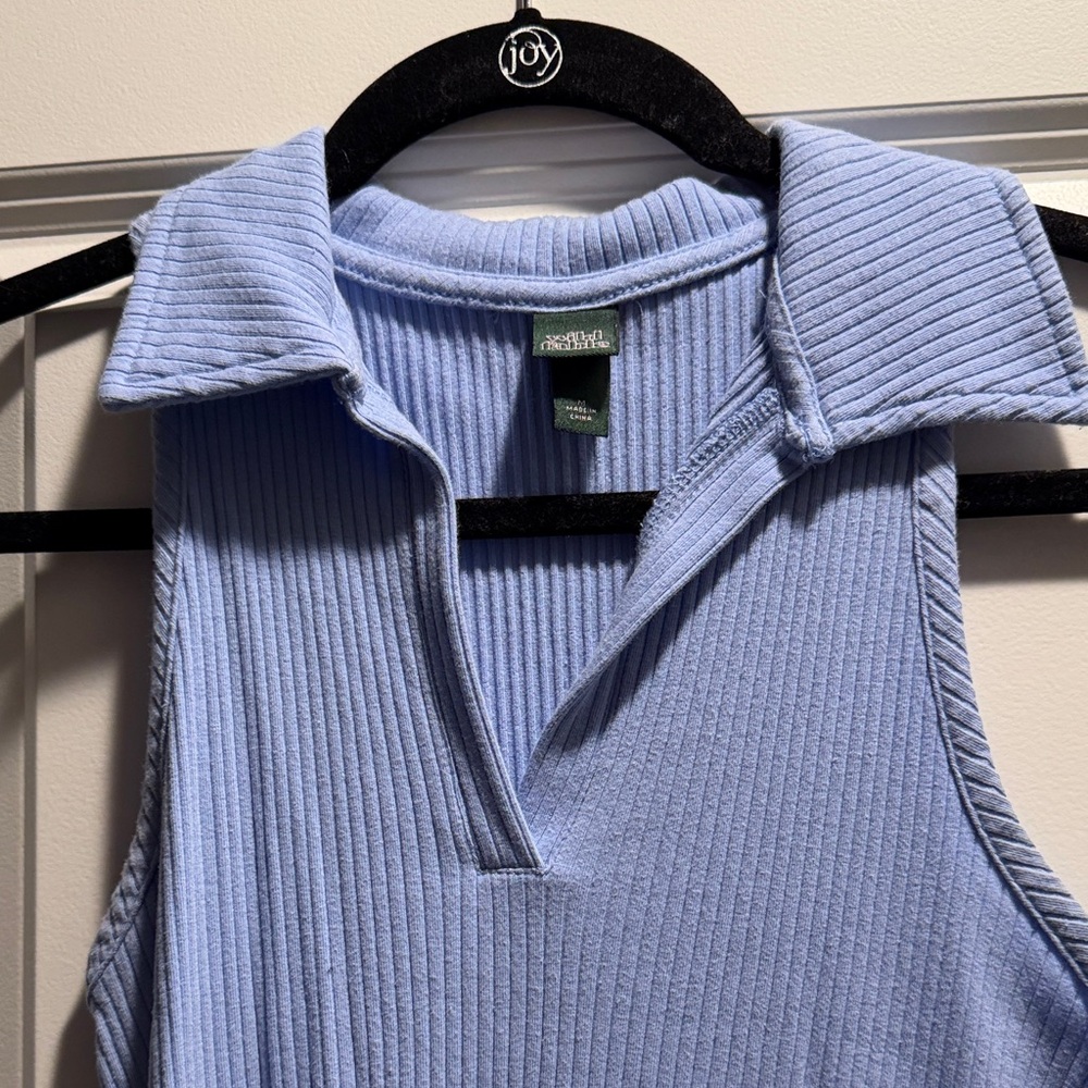 Wild Fable Light Blue Ribbed Collared Tank Dress - Picture 2 of 4